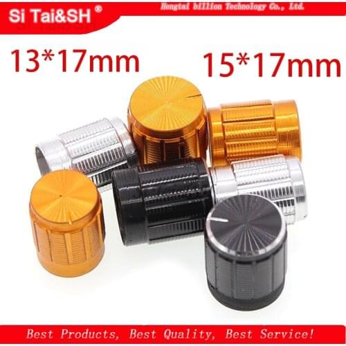 10PCS aluminum alloy 13*17mm 15*17mm potentiometer 13*17 15*17 knob rotation switch volume control knob black silvery