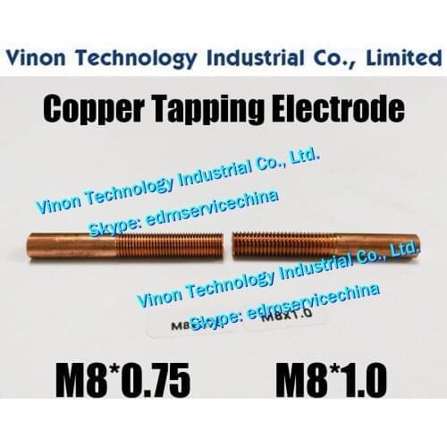 10PCS Pack) M8*1.0*25L*50Lmm Copper Orbiting Tapping Electrode M8 for EDM spark, edm copper threaded electrode M8 with hole
