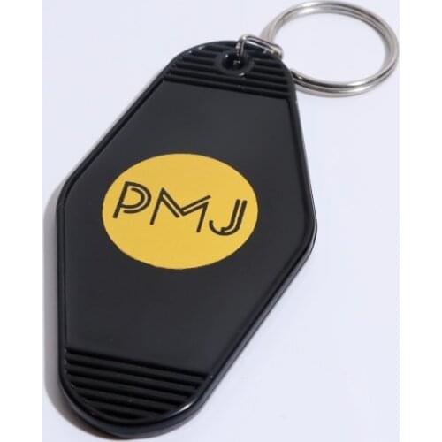 100Pcs custom logo Hot stamping promotional blank plastic Retro vintage motel hotel room keychain