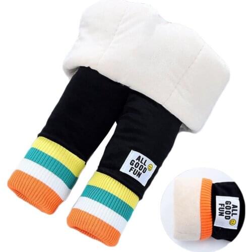 2021 Fashion Girls Leggings Winter Thicken Pants with Velvet Lining Childrens Clothing Striped Warm Girls Leggings Pencil Pants