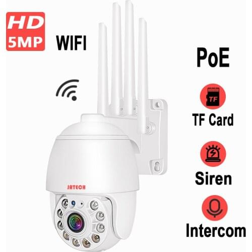 5MP WIFI Mini IP Speed Dome Security Camera With Siren Intercom Onvif P2P IP66 Outdoor TF Card PoE CamHi Sony Sensor