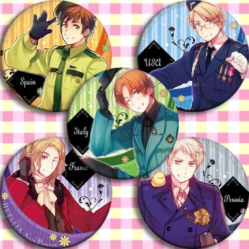 5pcs Japan Hetalia: Axis Powers Cartoon Cosplay Pins Badges Brooch Collectible Pin for Backpack Bags Collection Accessories Gift