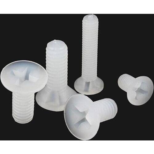 50pcs/lot White Plastic Screw Nylon M3 M4 Flat Head Phillips Screw Bolt