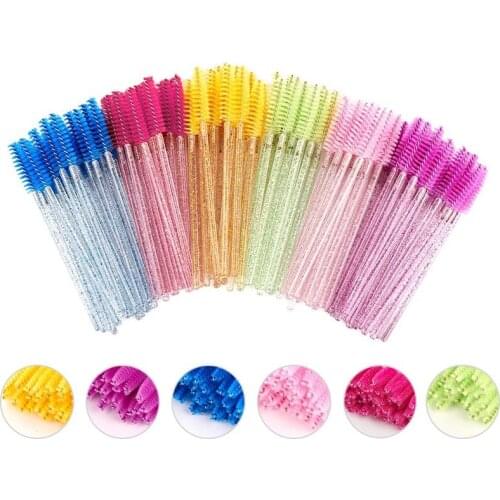50Pcs disposable crystal rod mascara brush solid and convenient spiral makeup brush beauty tool