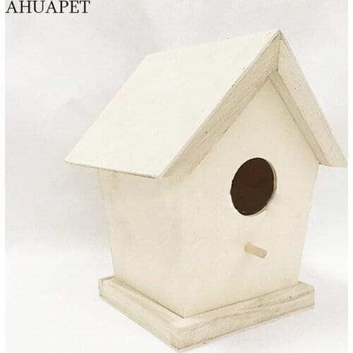 AHUAPET Bird House Wood Birdhouse Cage Parrot Cages Birds Canary Decorative Birdcage Cotton Knot Customizable Parrot Solid Wood