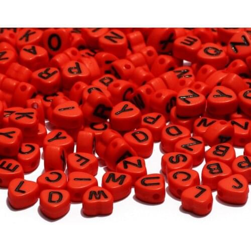 Mixed Orange Letters Acrylic Beads 7mm Heart-Shaped Alphabet Spacer Beads For Jewelry Making Diy Necklace Bracelet Accessories