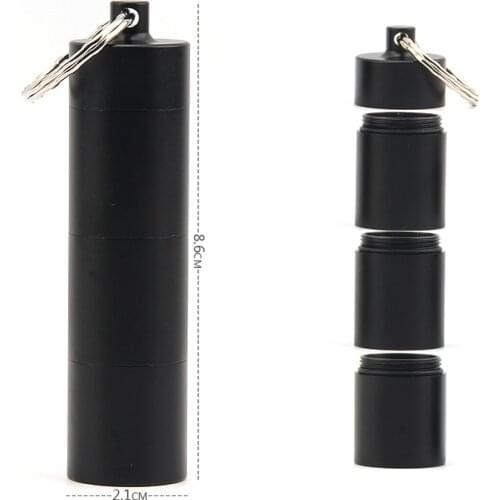 Alumium Alloy Waterproof Canister Medicine Seal Capsule Bottle Box Keychain Outdoor Camping Small Tool