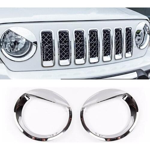 Chuang Qian Chrome ABS Angry Bird Eyebrow Shape Bezels Decor Front Headlight Guard Trim Cover For Jeep Patriot 2011-2016