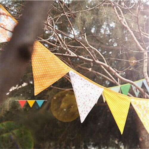 Flags Vintage Fabric Pennant For Party Wedding Pennant Bunting Banner Garlands Fabric Decor Wedding Party Supplies