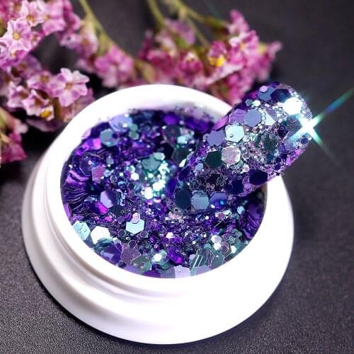 Holographics Aurora Sequins for Nails Glitter Flakes Mixed Hexagon Spangles for Gel Paillette Manicure Decorations Nail Studio