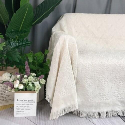 American Super King Size Cotton Tassel Knitted Blanket Kids Bedroom Plaid Quilt Outdoor Picnic Camping Covering