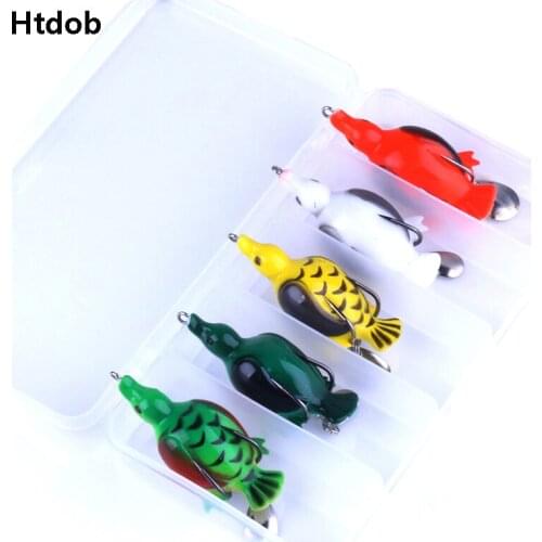 Htdob 5Pcs 5cm Tortoise Lure Fishing Lures Treble Hooks Top water Turtle Artificial Minnow Crank Strong Artificial Soft Bait