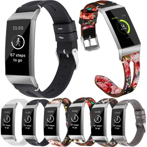 Leather Watch Straps For Fitbit Charge 3 4 Smart Bracelet Band Loop For Fitbit Charge 3 4 Wrist Band Clasp For Women Men Correa