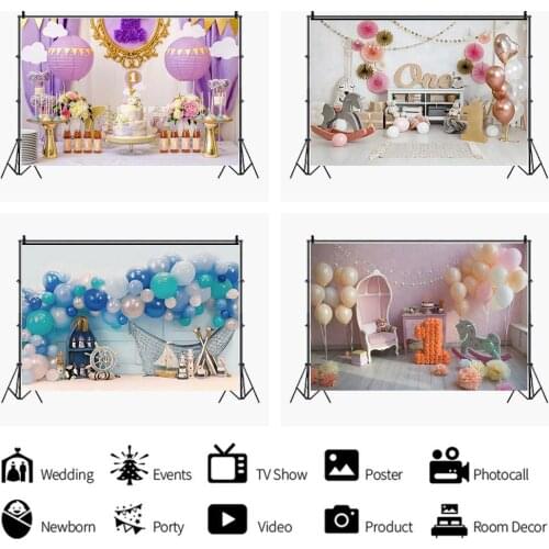Beautiful Balloon Cake Childs First Birthday Party Backdrop Tbanquet Decoration Photography Photo Kids Custom Vinyl Background
