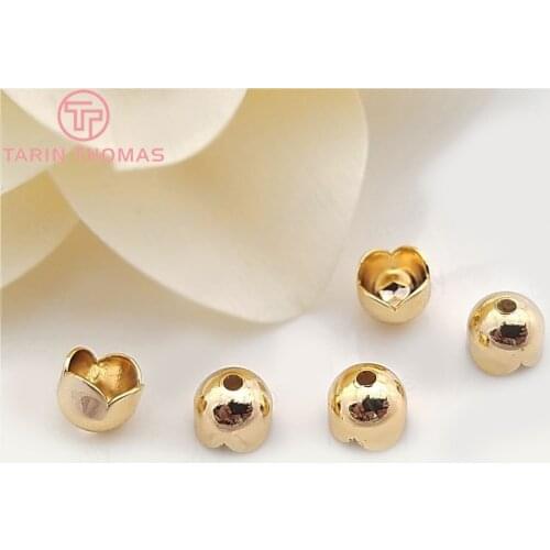 10PCS 7MM inside diameter 6MM 24K Champagne Gold Color Plated Brass Tassel Caps Beads Caps Diy Jewelry Findings Accessories
