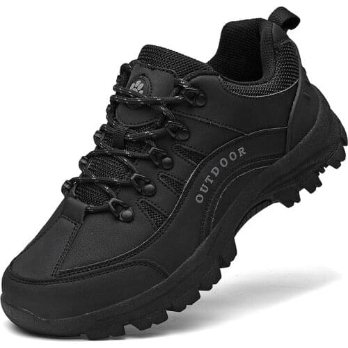 Mens Hiking Shoes Outdoor Travel Non-Slip Leather Waterproof Sports Shoes Fashion Rock Climbing Off-road Shoes Large Size 38-49