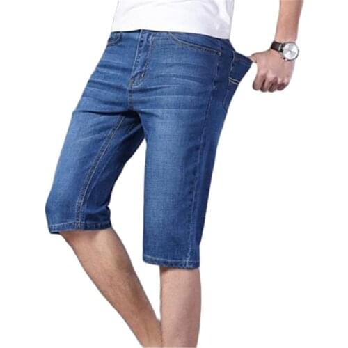 Man Summer Plus Size Jeans Oversize Jeans Denim Pants Straight Denim Trousers Knee Length Mezclilla Pantalones Pantalones Cortos