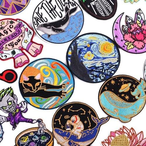 Van Gogh Embroidery Patch for Clothes Hippie Art Patch Applique Iron On Patches For Clothing Fusible Patches On Clothes Stickers