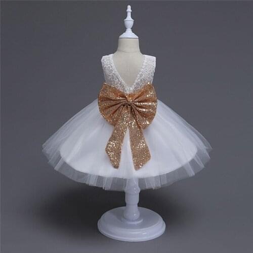 PUDCOCO Toddler Baby Girls Sweet Round Neck Sleeveless Lace Dress Party Wedding Princess Bowknot Decoration TuTu Dresses 6M-5Y