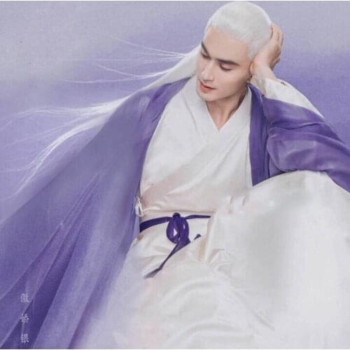 9 Designs Wei Jin Period Male Swordman Costume Hanfu Immortal Emperor DongHua Purple Hanfu for TV Play Eternal Love of Dream