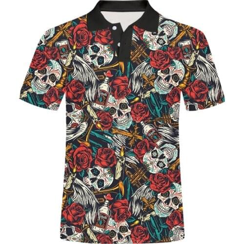 IFPD EU/US Size Skull Flower Cool 3D Polo Shirts Mens Wine Bottle 3D Printed Shirt Men Clothes Summer Homme Hip Hop Streetwear