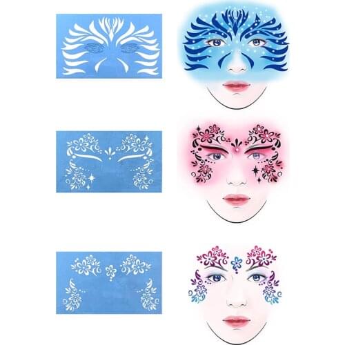 1PC/8 Styles Reusable Face Paint Airbrush Glitter Tattoo Stencil Body Paint Facial Makeup Template Drawing Tattoo Design Tool