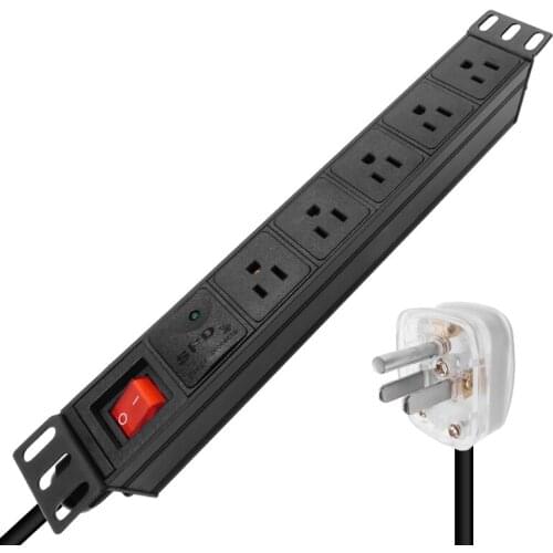 PDU Cabinet Power Strip US SOCKET Lightning protection aluminium alloy 5AC SOCKET