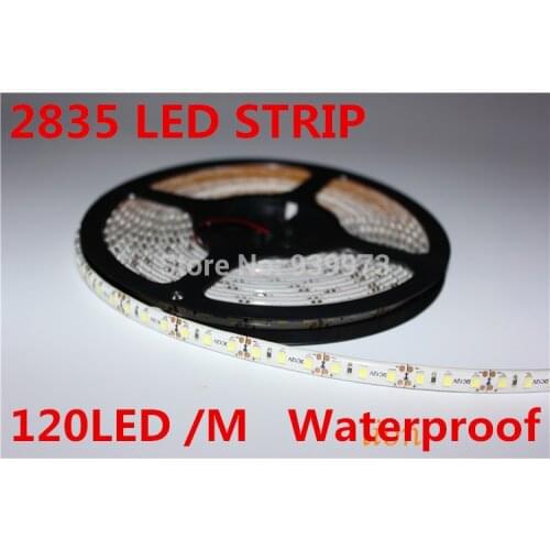IP65 Waterproof 120LED/m 2835 SMD LED strip flexible light 12V 5m/lot,600leds Cuttable for Car Home Display Decoration