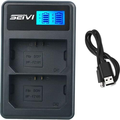 LCD USB Dual Battery Charger For Sony Alpha ILCE-7M3 ILCE-7M3K ILCE-7RM3 ILCE-7RM4 ILCE-9 ILCE-9M2 full-frame Digital Camera