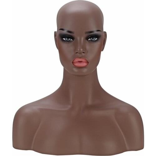 Female Firberglass Mannequin Head Model With Shoulders For Wig Display