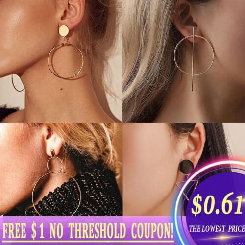 2020 New Cost-effective Fashion Round Dangle Drop Korean Earrings For Women Geometric Round Heart Gold Earrings Wedding Jewelry