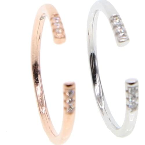 Fine 925 Silver Double Side 3A Cz Midi Finger Ring For Women Open Kunckle Ring 2021 Valentine Gift Delicate Thin Ring Adjustable