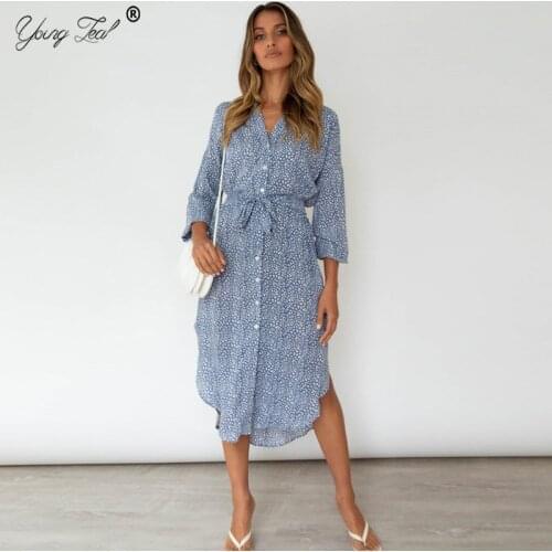 Leopard Print Shirt Split Dress Women 2021 Autumn New Long Sleeve V-neck Casual Lace Up Boho Style Elegant Holiday Dresses