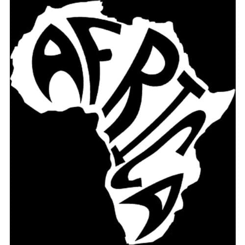 15.1CM*16.4CM Cool Africa Words Map Decal Vinyl Black/Silver High Quality Car Sticker C22-1298