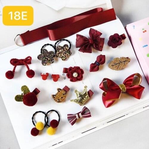 18 Piece Girl Headwear Bow Hair Clip Set Cute Hair Accessories Flower Animal Hairpins Hair Band Cartoon Elastic Headdress Gift