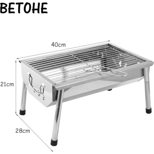 40x28x21cm BBQ Barbecue Grill Stainless Steel Folding Portable Charcoal Stove Camp Outdoor Foldable Safe Healthy Solid Support