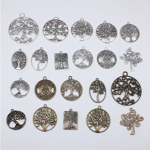 6pcs 42x37mm Charm Tree Of Life 3 Colors Life Tree Charms Life Of Tree Pendant Charms For Jewelry Making