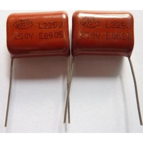 50pcs CBB 225 250V 225J CL21 2.2uF 2200nF P20 Metallized Polypropylene Film Capacitor