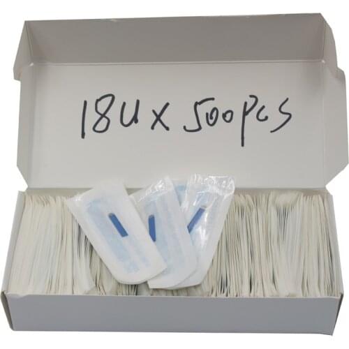 500pcs blue 18U shape microblading needles makeup permanent manual needle for eyebrow beauty free shipping