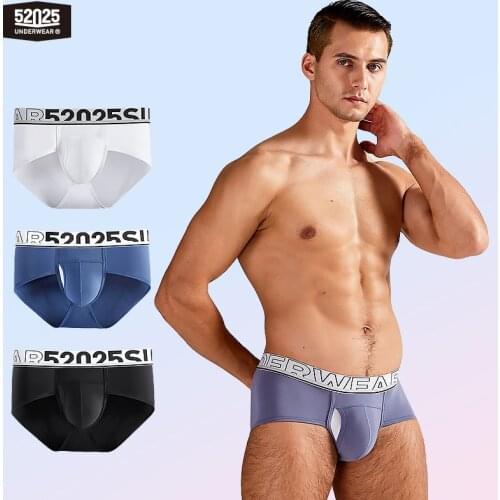 52025 Men Underwear Separation Pouch Briefs Quick-drying Silk Mesh Pouch Underpants Men Slips Patented Briefs Men Sexy Underwear