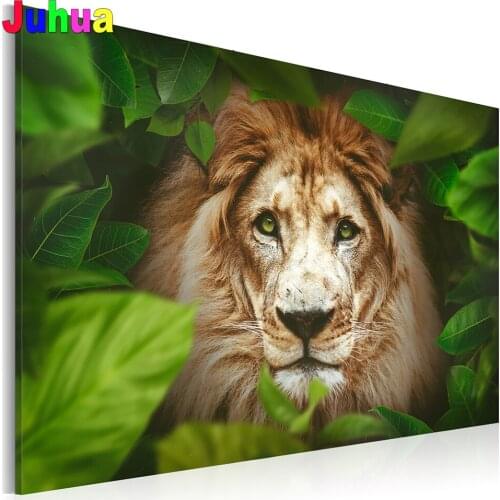 Wild lion 5D DIY Diamond Painting Cross Stitch Needlework animal Diamond Embroidery Full Round Diamond Mosaic home Decoration
