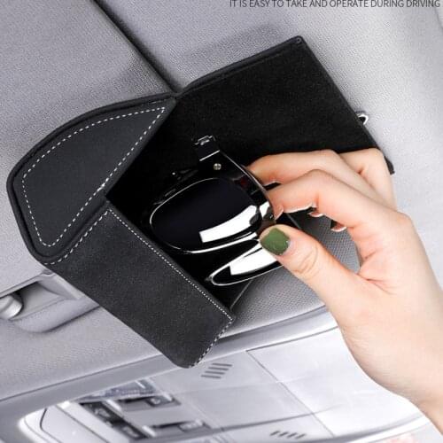 Car Suede leather Sun Glasses Holder Box Car Sun Visor Organizer Sunglasses Case Eyeglasses Storage Box Interior Accessories