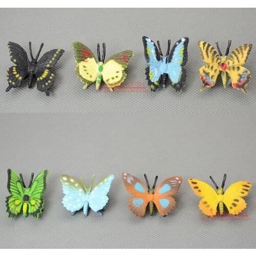 Free shipping Plastic material Micro artificial butterfly model DIY accessories recognize animal 8pcs/ a lot FT013
