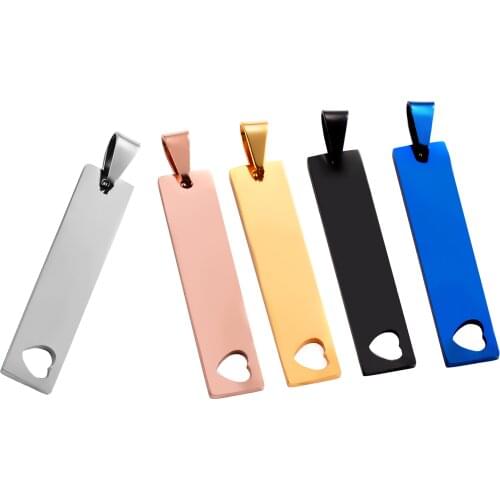 5Pcs Trendy Stainless Steel Blank Love Tag Pendant Necklace Gift Punk Jewelry Party Dropship