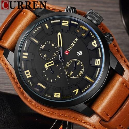 CURREN Date Men Watch Top Luxury Brand Sport Military Business Casual Male Clock Leather Band Wrist Quartz Mens Watches Hot 8225