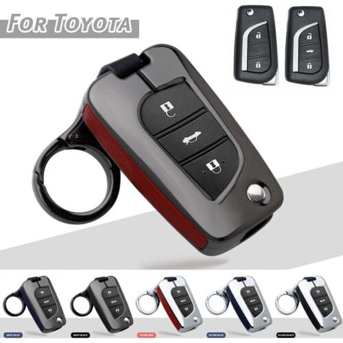 Zinc Alloy Leather Car Key Cover Case for Toyota Auris Corolla Avensis Verso Yaris Aygo Scion TC IM 2015 2016 Camry RAV4