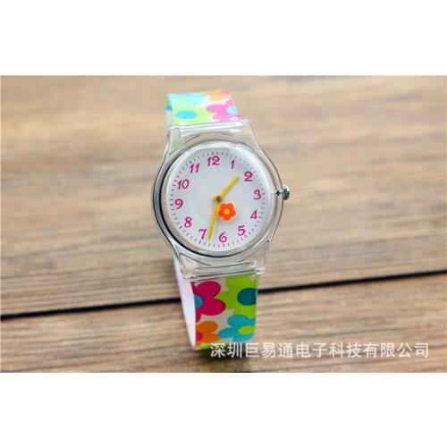 2019 children non-toxic environmental protection waterproof jelly watch girls candy color flower broken flower wrist watch