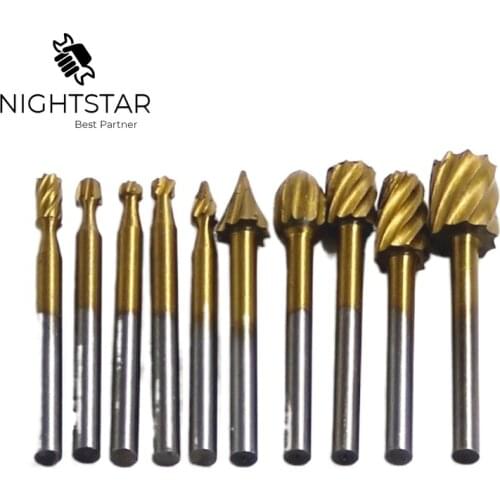 Krachtige 10pcs Titanium Routing Wood Rotary Milling Rotary File Cutter Woodworking Carving Carved Knife Cutter Tools Carpenter