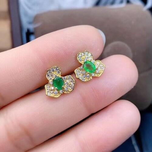 Emerald Earring Natural And Real Emerald Earring 925 sterling silver Fine jewelry For men women