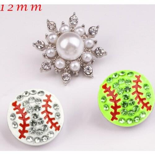 MS3603 Baseball softball flower 12mm Metal Snap button DIY jewelry